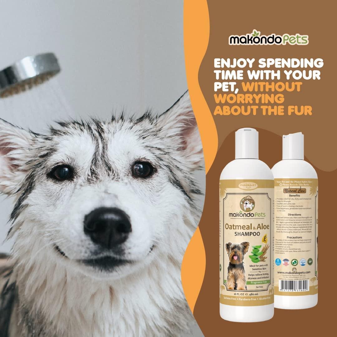 Makondo Pets Hypoallergenic Oatmeal Shampoo for Dogs with Aloe Vera 16 Oz For Pet With Love
