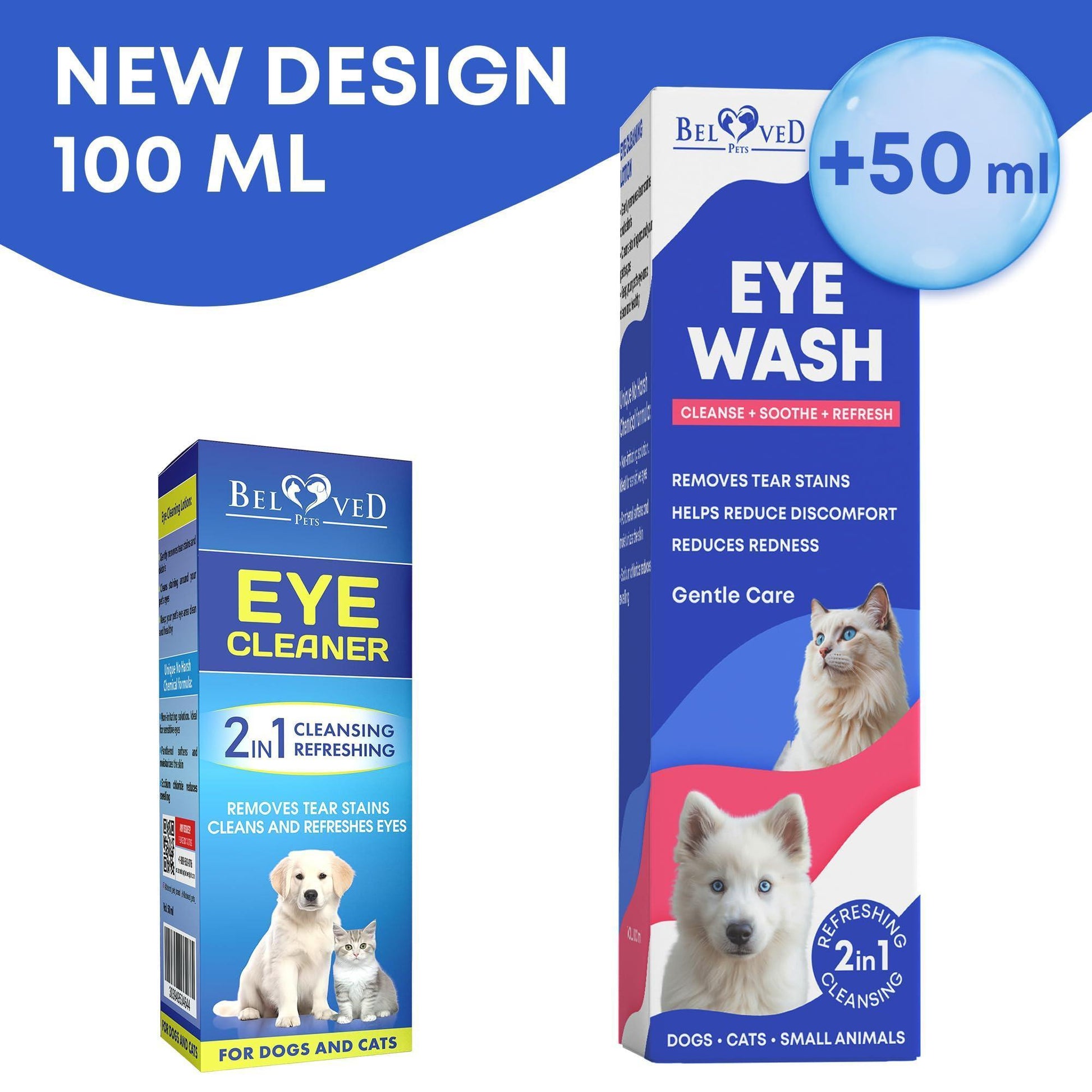 Beloved Pets Cat & Dog Eye Wash Drops & Tear Stain Remover 3.4 Oz For Pet With Love