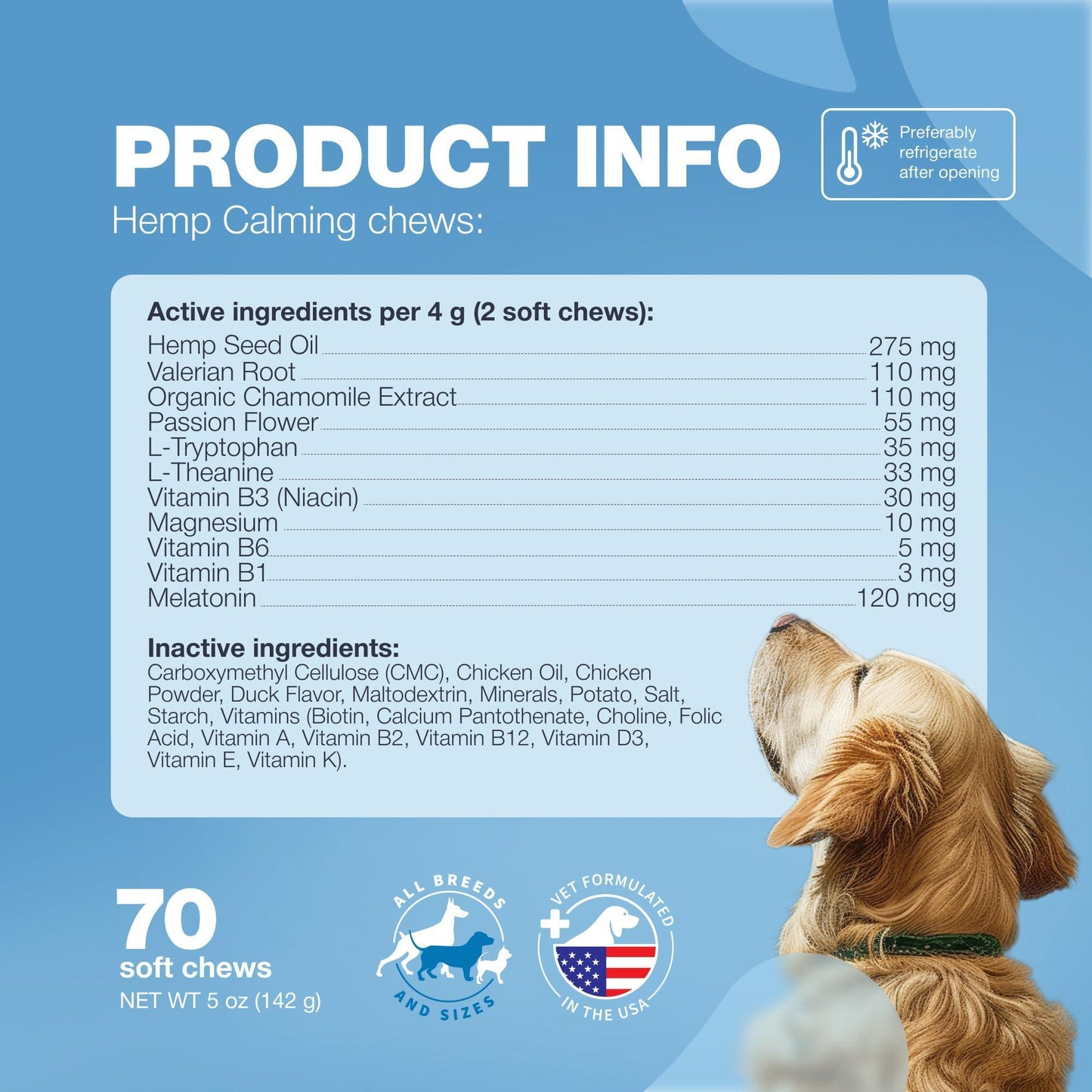 CHEWIA Hemp Dog Calming Treats Duck Flavor Travel Pack 5 Oz For Pet With Love