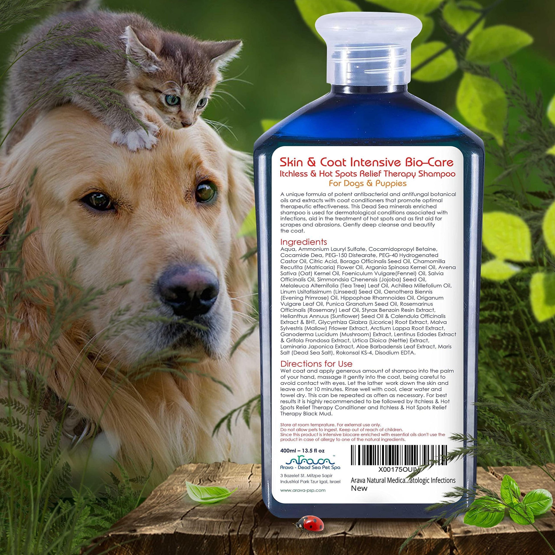 Arava Natural Medicated Anti Yeast Anti Itch Dog Shampoo 400ml (13.5 fl oz) For Pet With Love