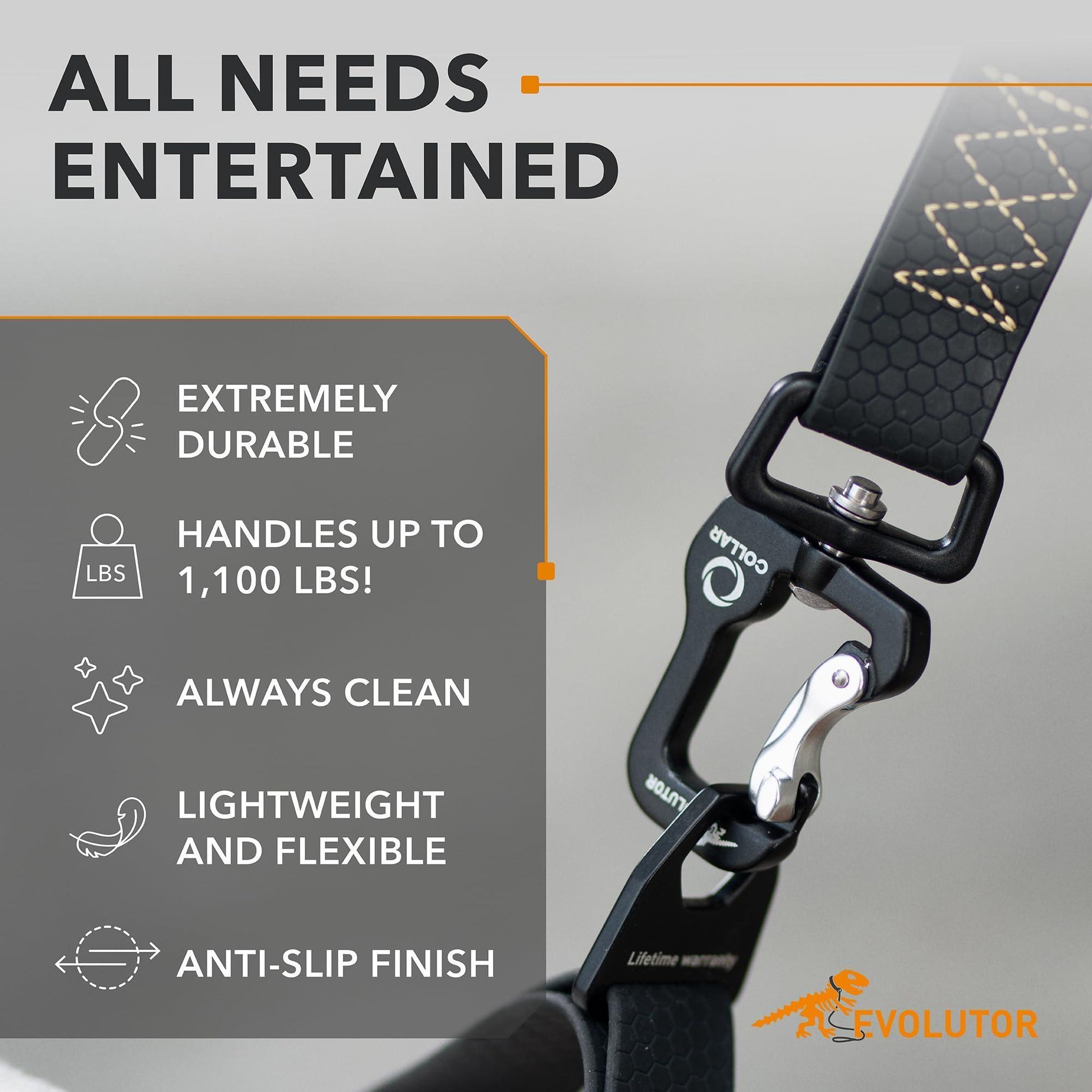 COLLAR Extra Heavy Duty Durable EVOLUTOR Dog Leash 4 Ft (Black) For Pet With Love