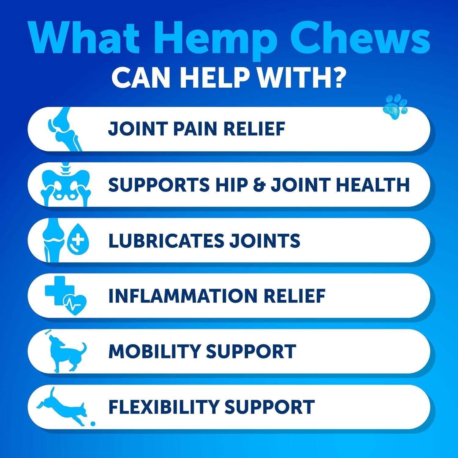 Artullano Hemp Hip and Joint Supplement with Glucosamine for Dogs 120 Chews For Pet With Love
