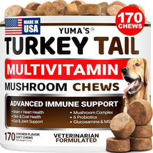 Load image into Gallery viewer, YUMA'S Turkey Tail Mushroom Dog Vitamins and Supplements for Dogs. 170 Chews For Pet With Love

