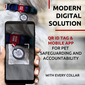 WAUDOG Adjustable Nylon Dog Collar with Durable Plastic Buckle and QR Dog Tag. MEDIUM (NASA-2 Print)
