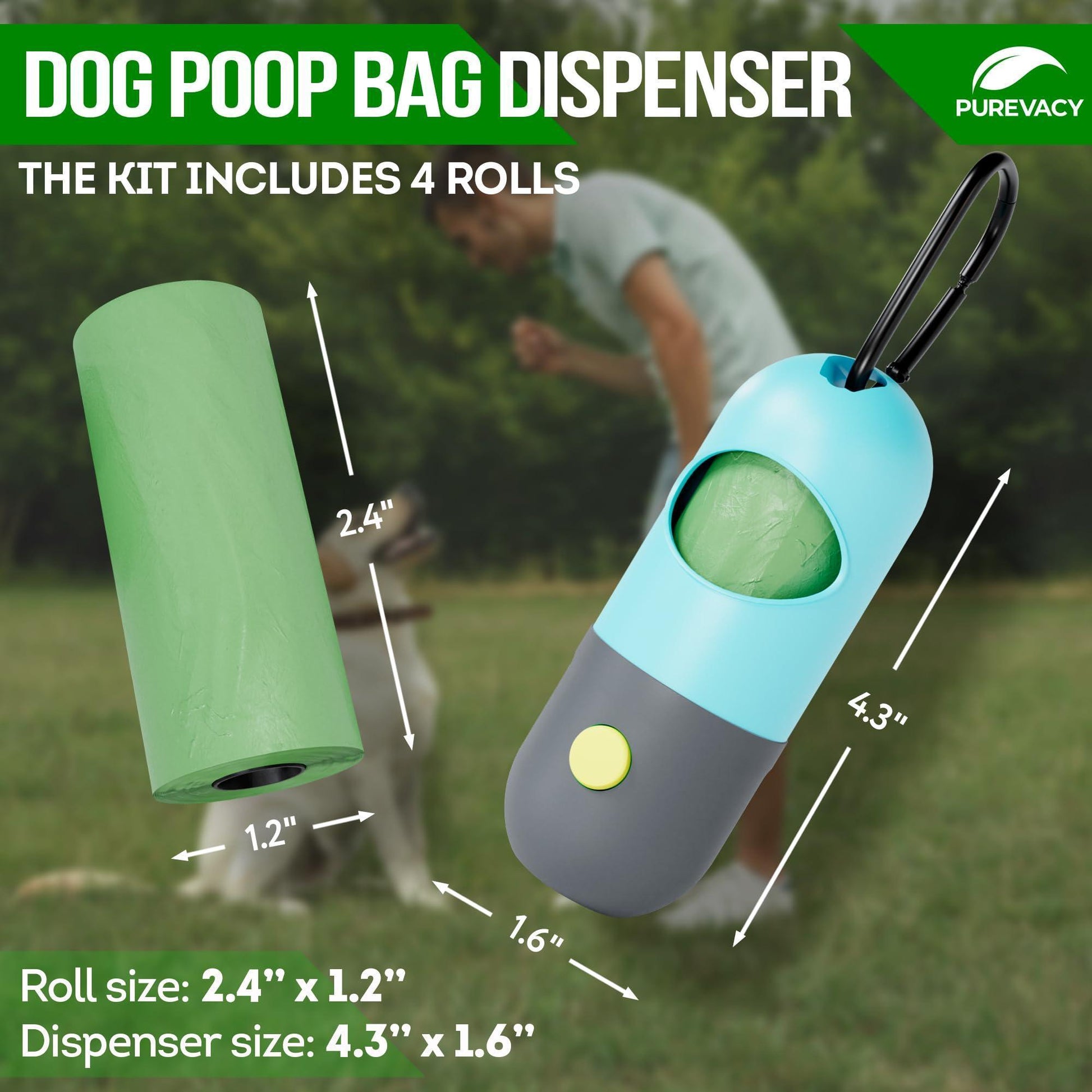 Dog Waste Bag Dispenser with 4 Rolls of 15 Bags For Pet With Love