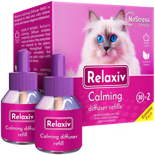 Beloved Pets RELAXIV Calming  & Anti Anxiety Cat Diffuser Refil. Feline Calming Pheromones. Cat Stress Relief & Comfort. 30-day Refill Bottle (2-pack) For Pet With Love