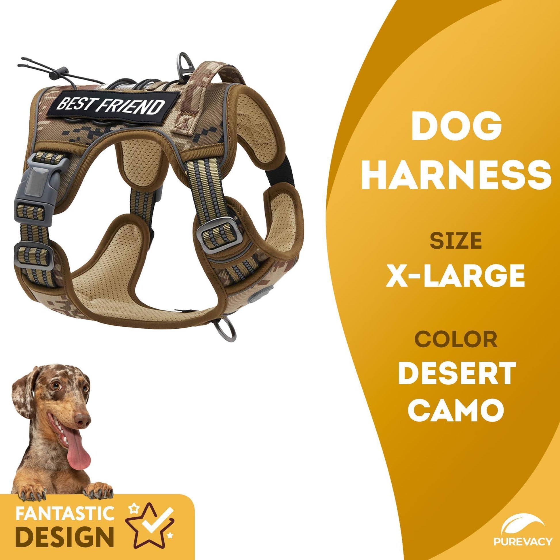 Tactical Dog Desert Camouflage Breathable Harness with Handle XLarge For Pet With Love