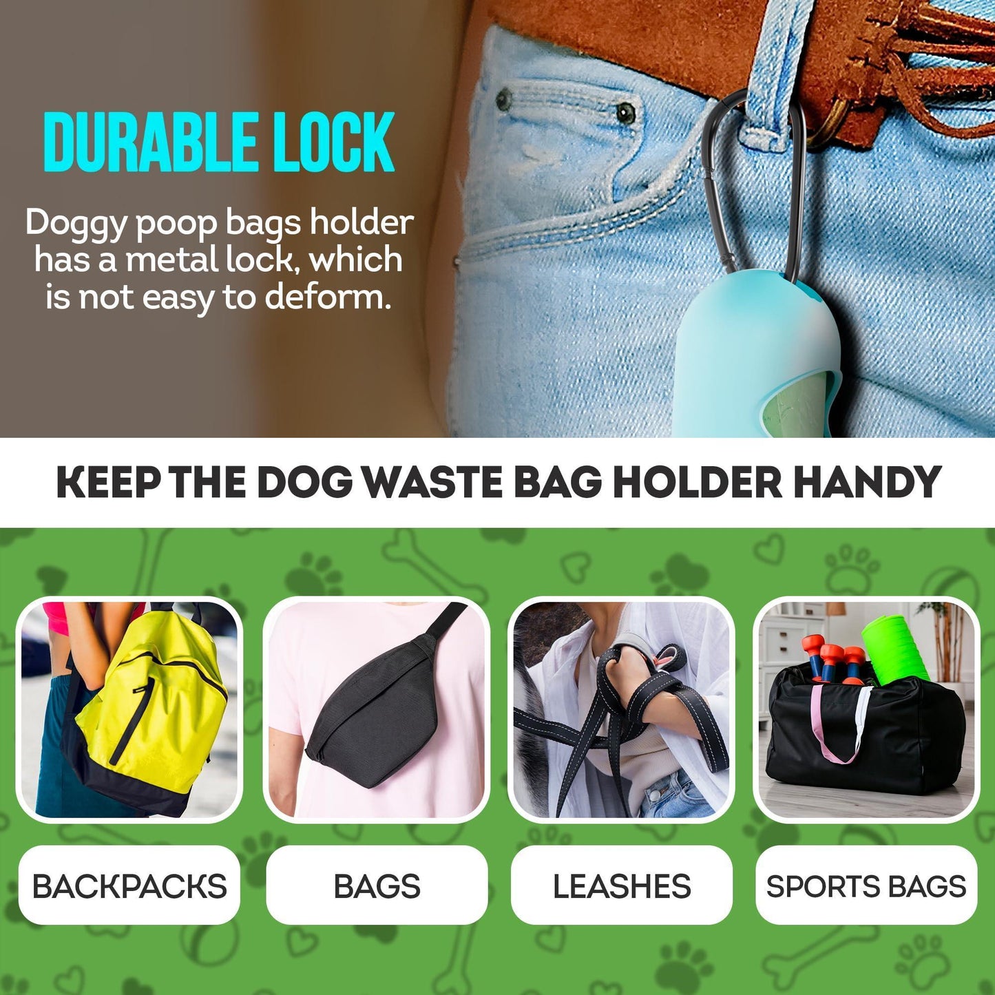 Dog Waste Bag Dispenser with 4 Rolls of 15 Bags For Pet With Love