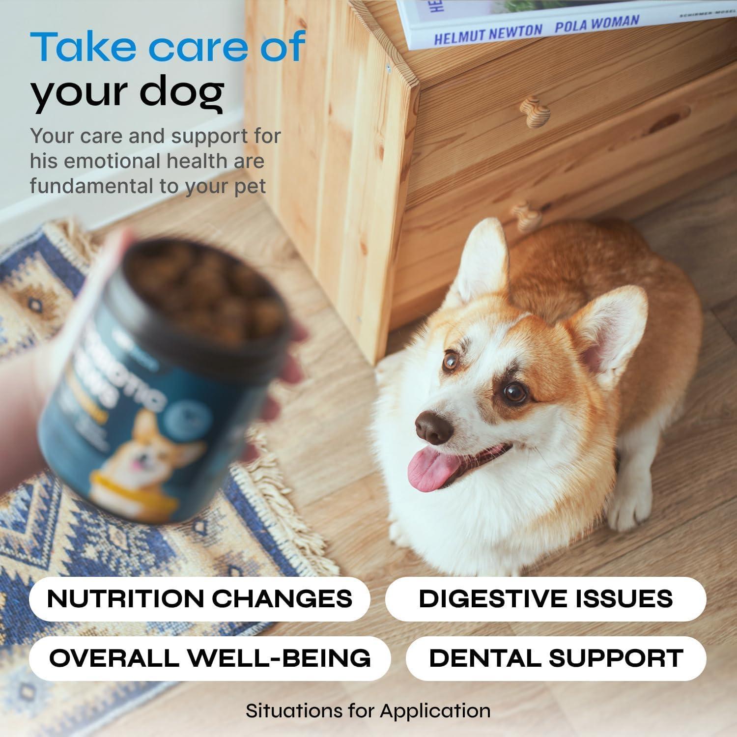 VETRICA Advanced Probiotic Diarrhea and Bowel Support Supplement for Dogs. Digestive and Gut Health, Dental, Immune System Support. 130 Chews. Duck Flavor For Pet With Love