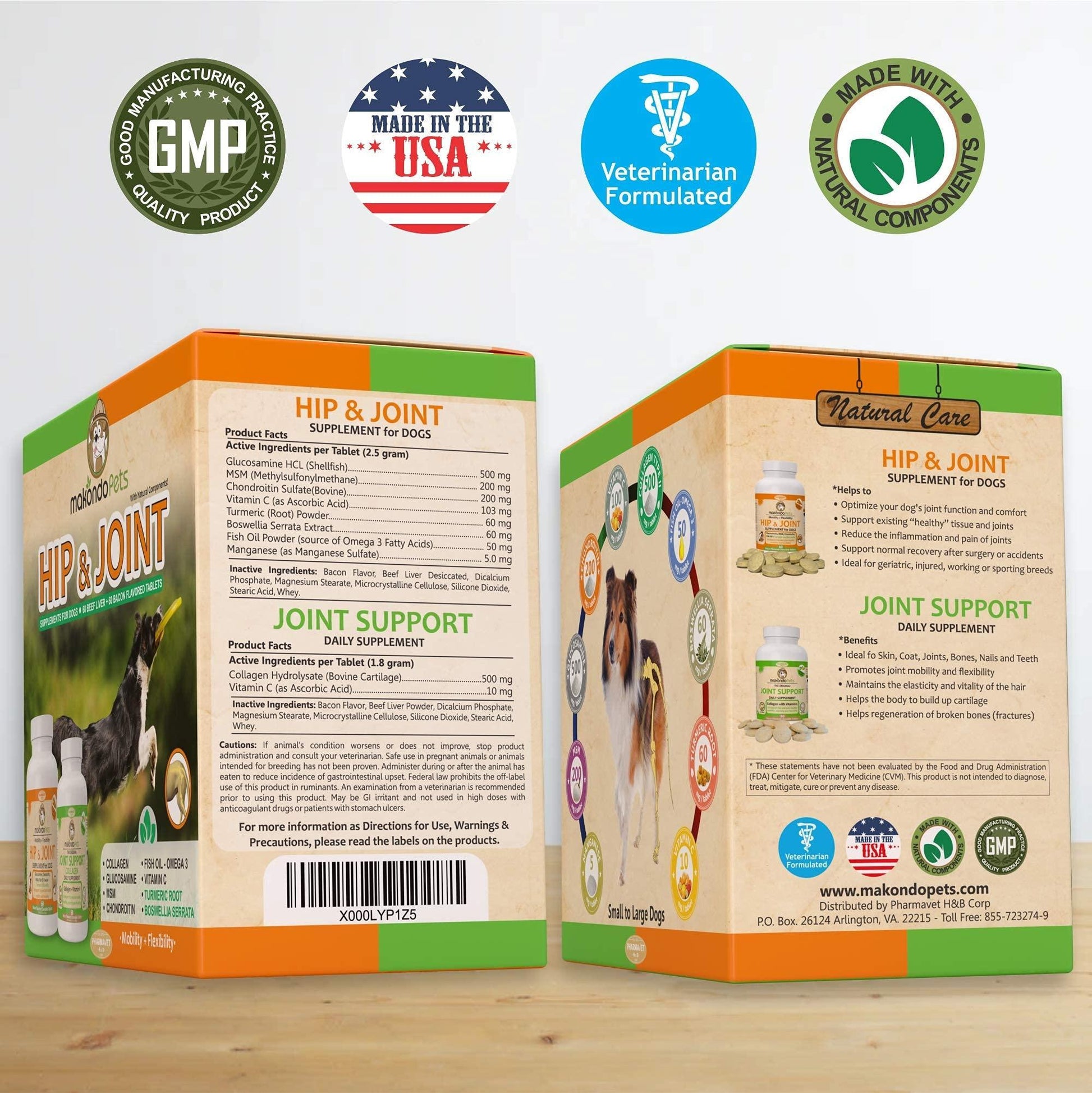 Makondo Pets Hip & Joint Supplement & Joint Support Collagen Supplement for Dogs For Pet With Love