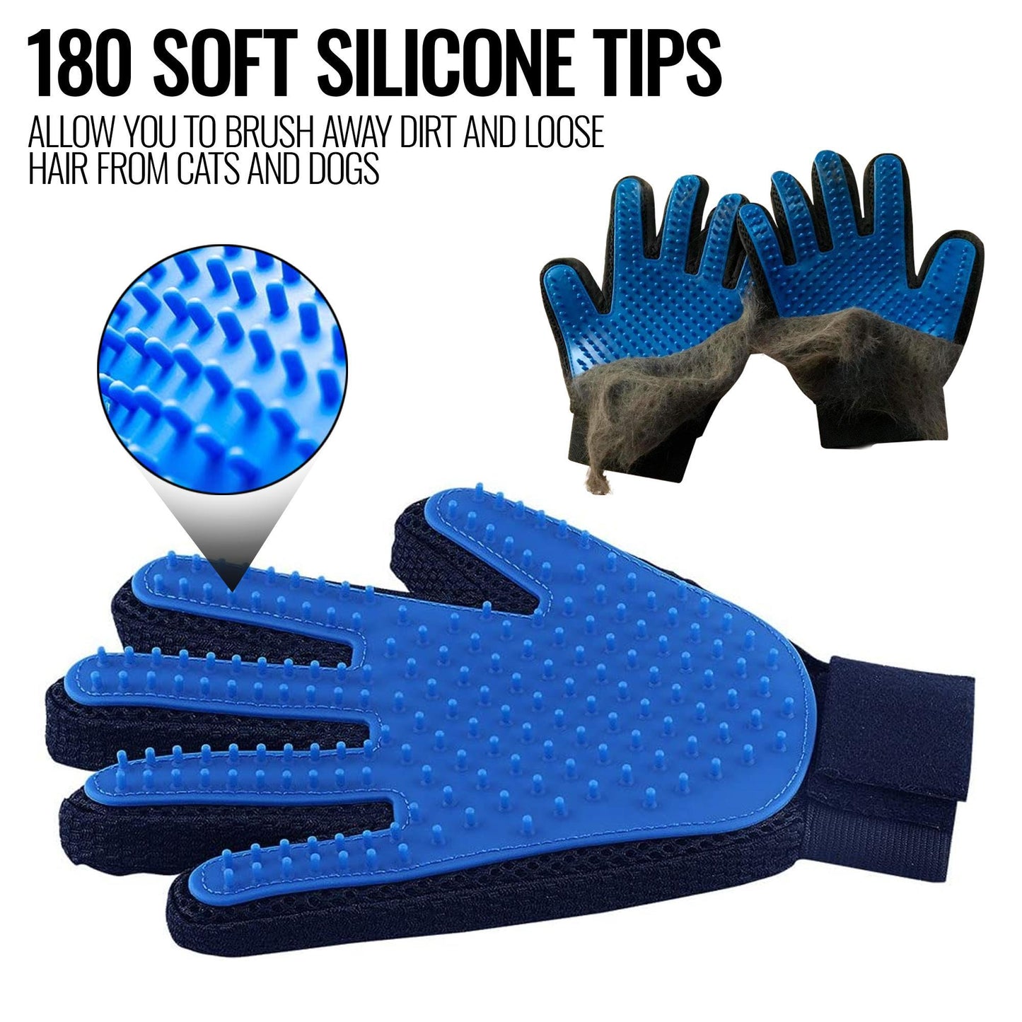 Pet Grooming Gloves for Deshedding, Hair Removal, and Massage For Pet With Love