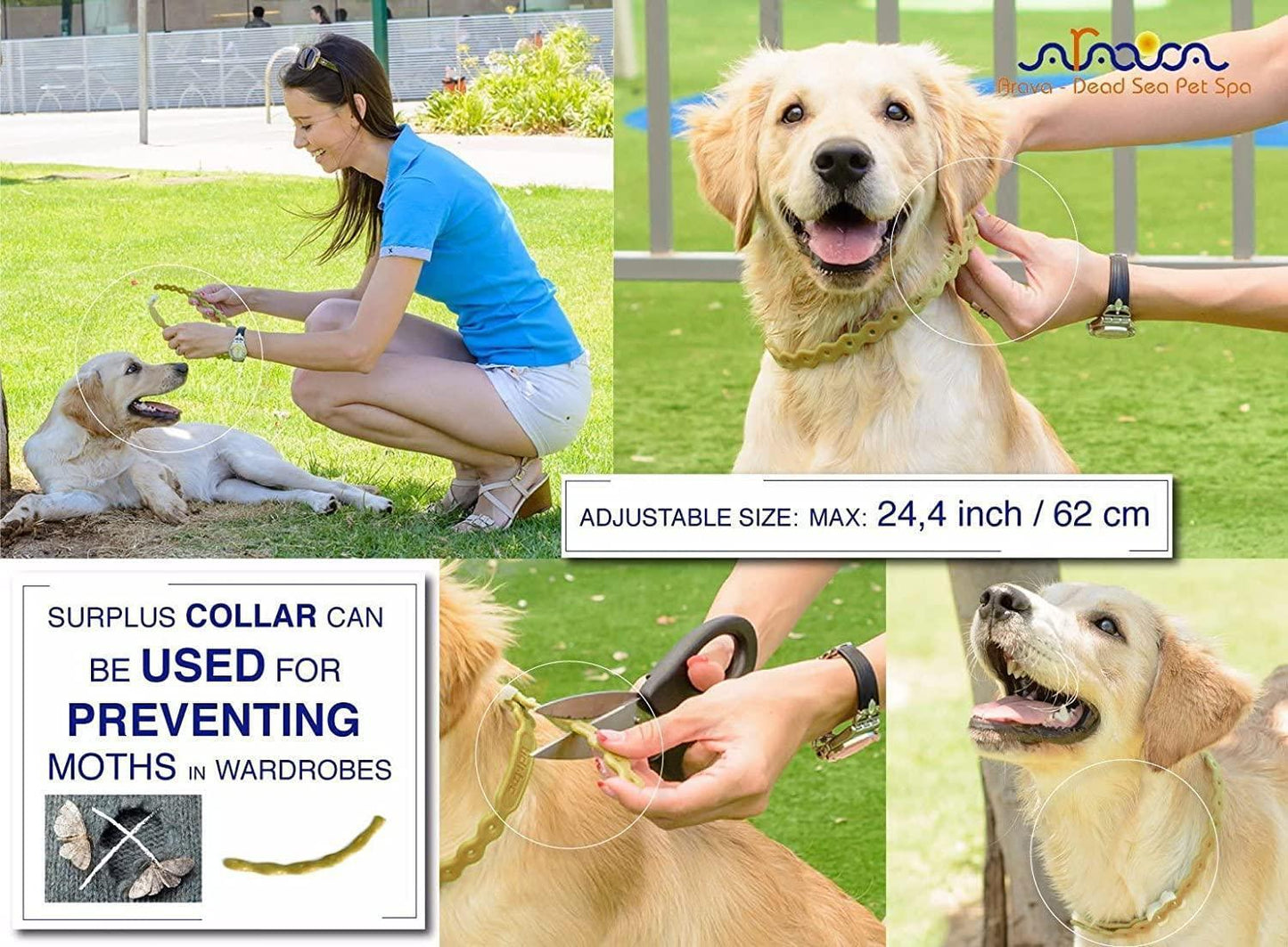 Arava Flea & Tick Collar for Dogs & Puppies  - Length 22'' For Pet With Love