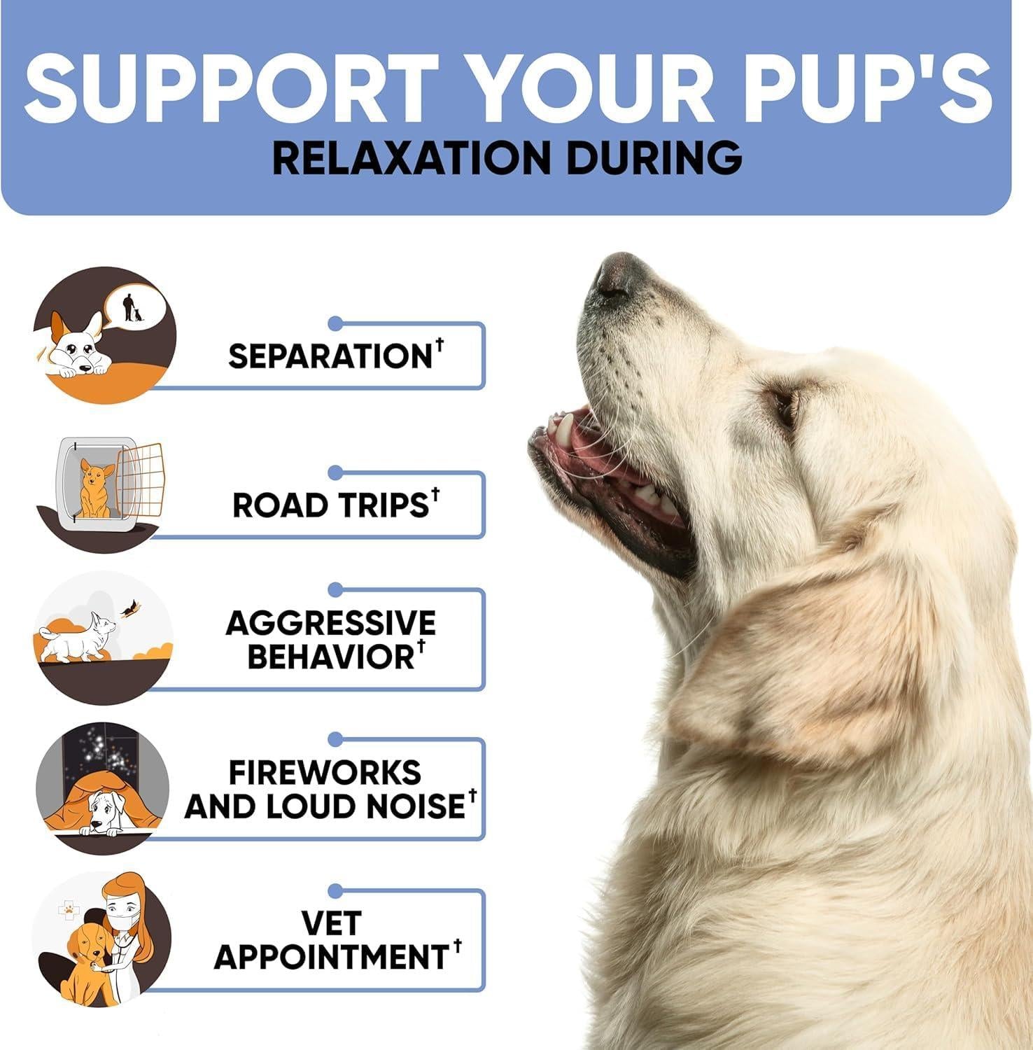 Kinpur Pet Care Natural Calming Chews for Dogs with Hemp Oil & Valerian Root * Chicken Flavor * 180 Chews For Pet With Love