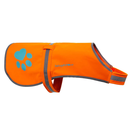 SafetyPUP XD Waterproof Hi Visibility Reflective Blaze Orange Dog Jacket with Light Fleece Lining LARGE For Pet With Love