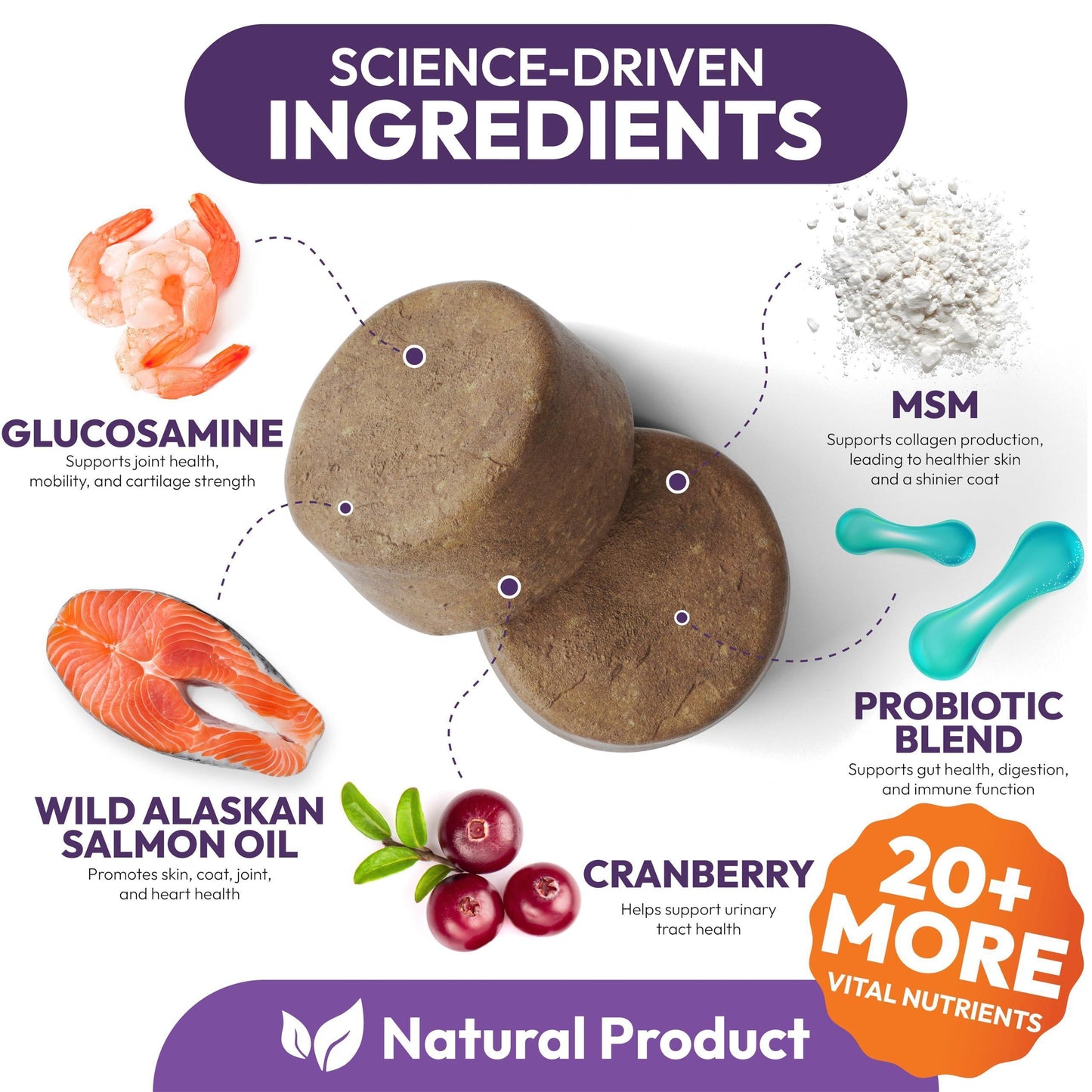 PETSOLOGY Chewable Multivitamin Pet Supplement. Hip & Joint, Pet Immune Support, Skin & Coat, Gut & Heart Health. 250 Chews