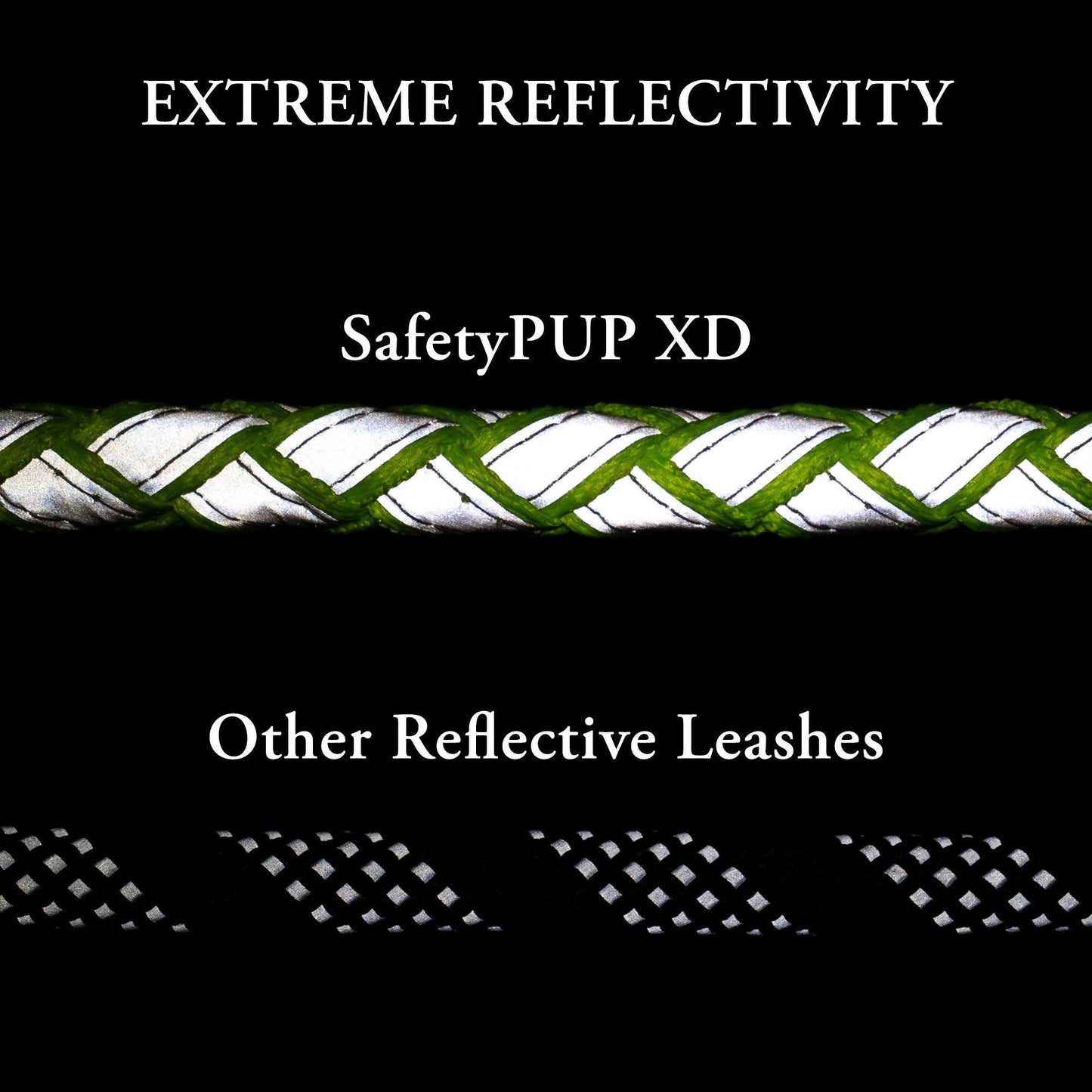 SafetyPUP XD Reflective Dog Leash. Heavy Duty and Durable for Large and Medium Breeds. 6 Ft Long Rope, Tangle Free Braided Leash with Comfortable Handle (Neon Green) For Pet With Love