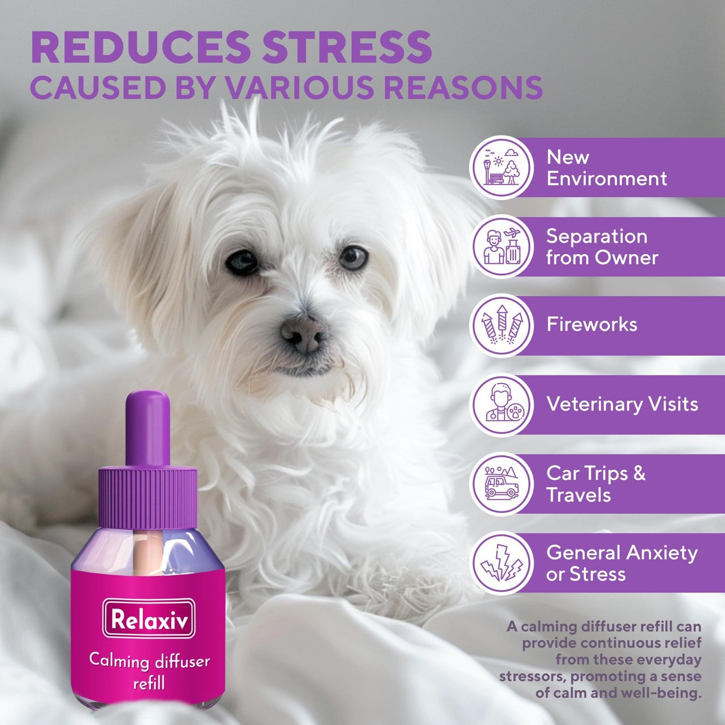 RELAXIVET Pet Separation Anxiety Relief & Calm Pheromones Diffuser Kit for Dogs For Pet With Love