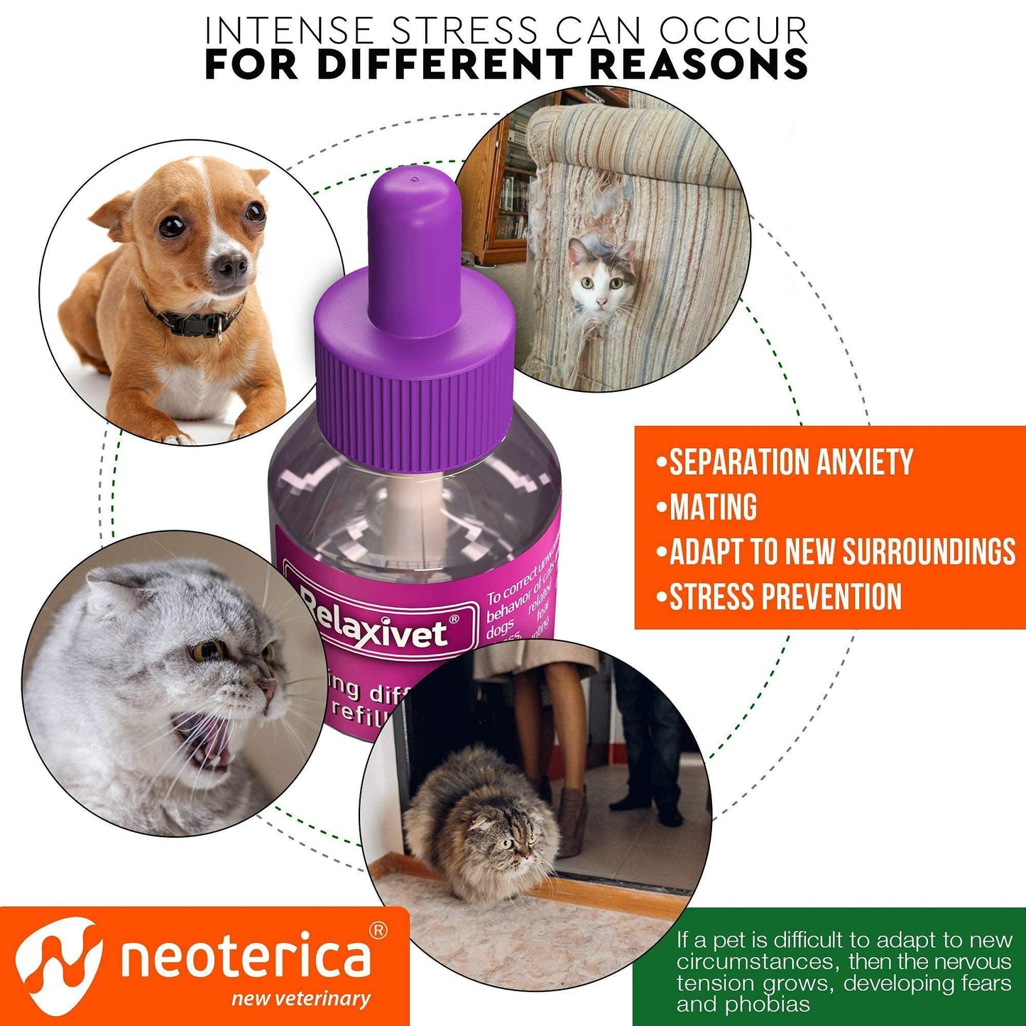 Beloved Pets RELAXIV Calming  & Anti Anxiety Cat Diffuser Refil. Feline Calming Pheromones. Cat Stress Relief & Comfort. 30-day Refill Bottle (2-pack) For Pet With Love