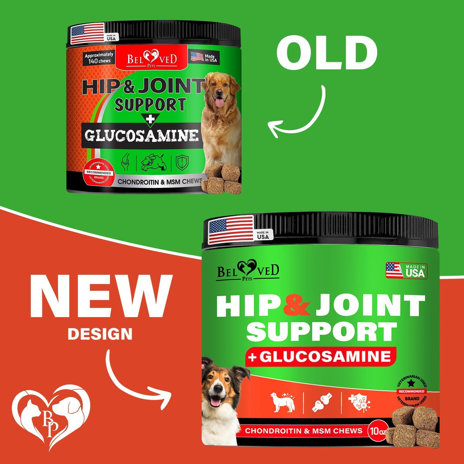 Beloved Pets Hip and Joint Supplement & Arthritis Pain Relief for Dogs 120 Chews For Pet With Love