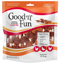 Load image into Gallery viewer, Healthy Hide Good&#39;n&#39; Fun Triple Flavor Kabobs Chicken, Duck and Chicken Liver Dog Treats

