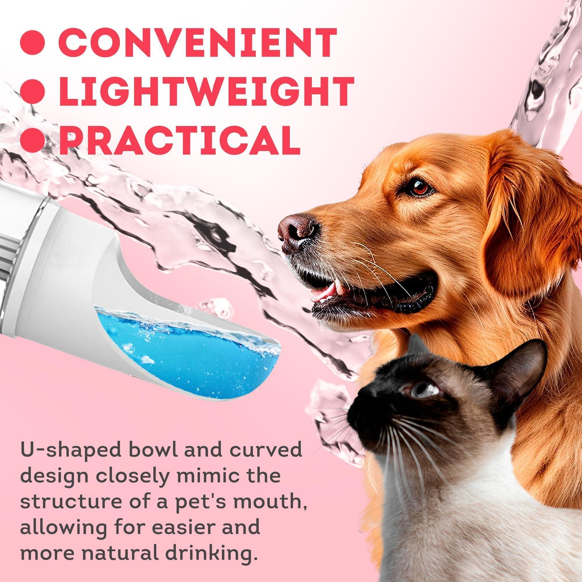 Portable DogTravel Water Bottle with Silicone Strap & Cotton Filter. 12 Oz. For Pet With Love