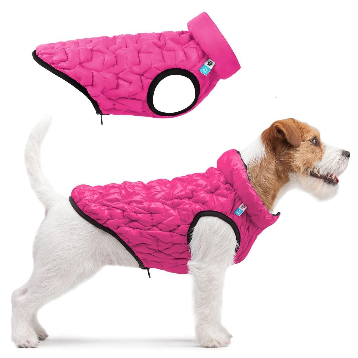 AiryVest Lightweight Reversible Water Resistant Windproof Warm Dog Jacket (Pink/Black) SMALL For Pet With Love