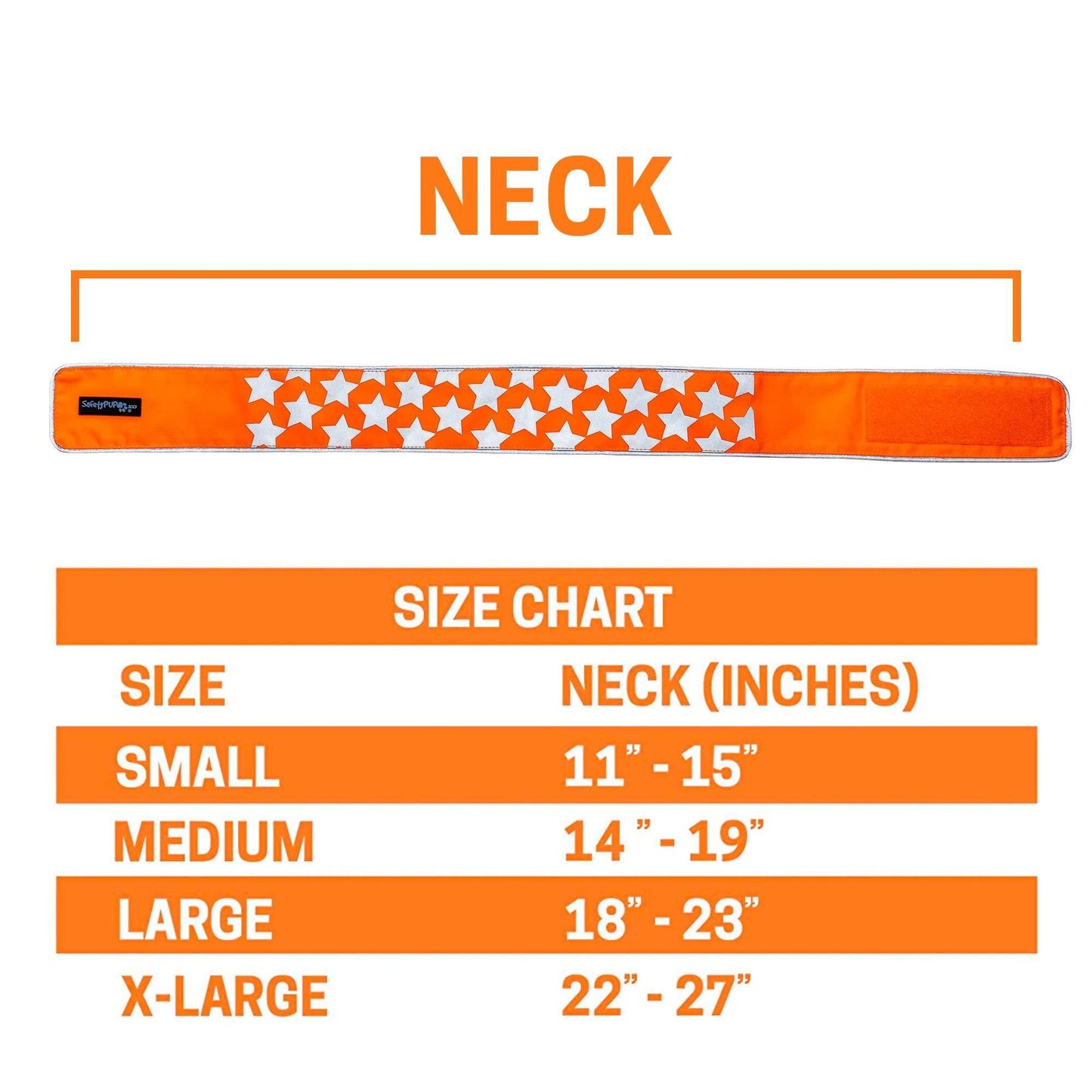 SafetyPUP XD Hi Vis Reflective Dog Collar. Fluorescent Blaze Orange. LARGE For Pet With Love