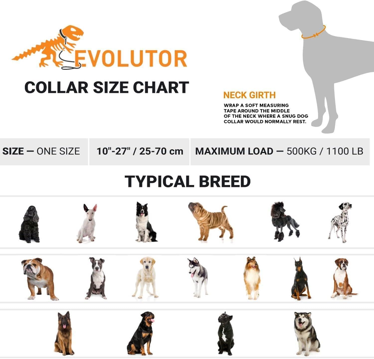 COLLAR Adjustable Heavy Duty Waterproof EVOLUTOR Dog Collar with QR Dog Tag (Orange) One Size Fits Many For Pet With Love