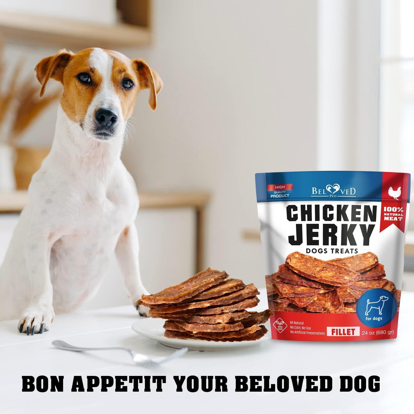 Beloved Pets All Natural High Protein Chicken Jerky Dog Treats 1.5 Lb For Pet With Love