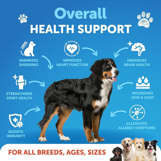 Artullano Omega 3 Fish Oil Liquid Supplement for Dogs Skin and Coat Defense 8 FL OZ For Pet With Love