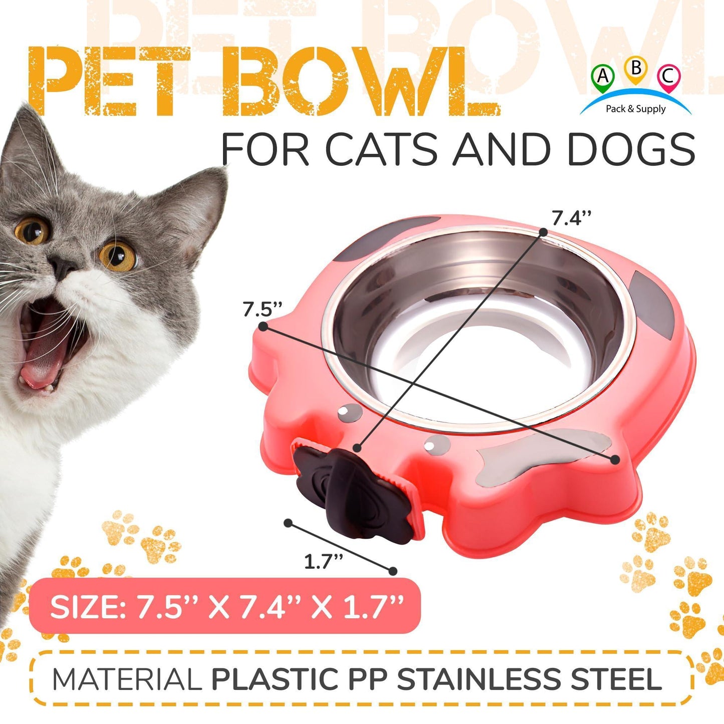 Pink No Spill Crate Water Bow for Dogs, Cats, and Small Animals. 7.5x7.4x1.7 Inches. For Pet With Love