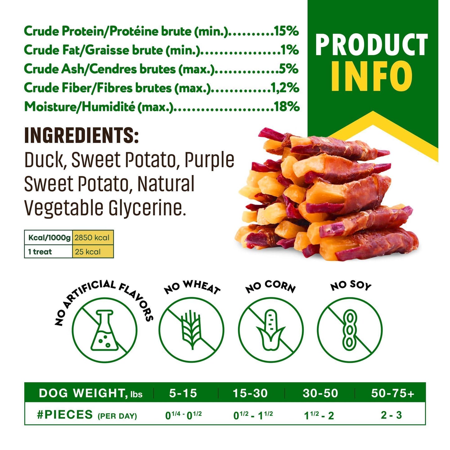Beloved Pets Sweet Potato & Healthy Duck Chews. Natural Dog Food & Grain Free Rawhide Free Training Jerky Wraps. 10.6 Oz For Pet With Love