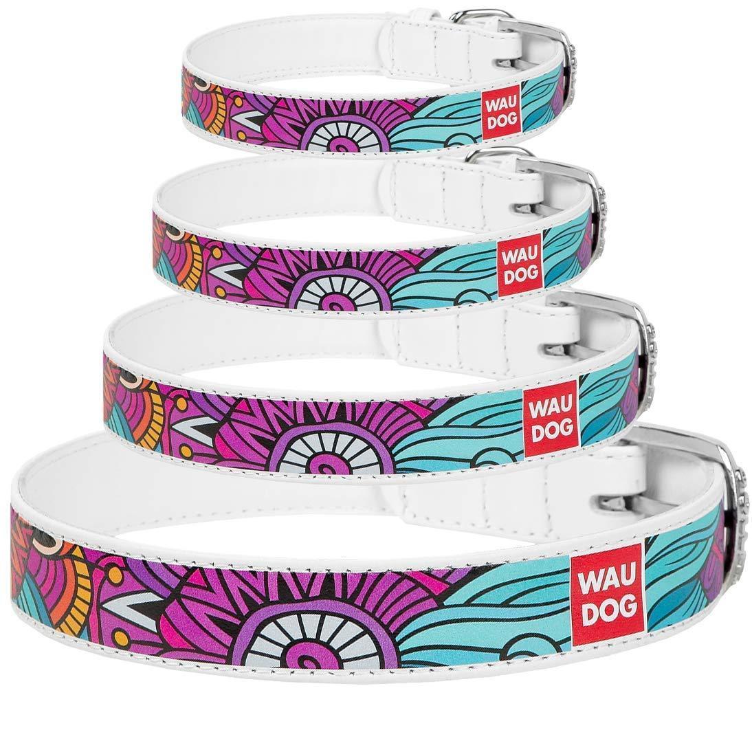 WAUDOG Design Leather Dog Collar for Dogs (Summer Print)  7 1/5" - 9 2/5" Neck X 1/2" Wide For Pet With Love