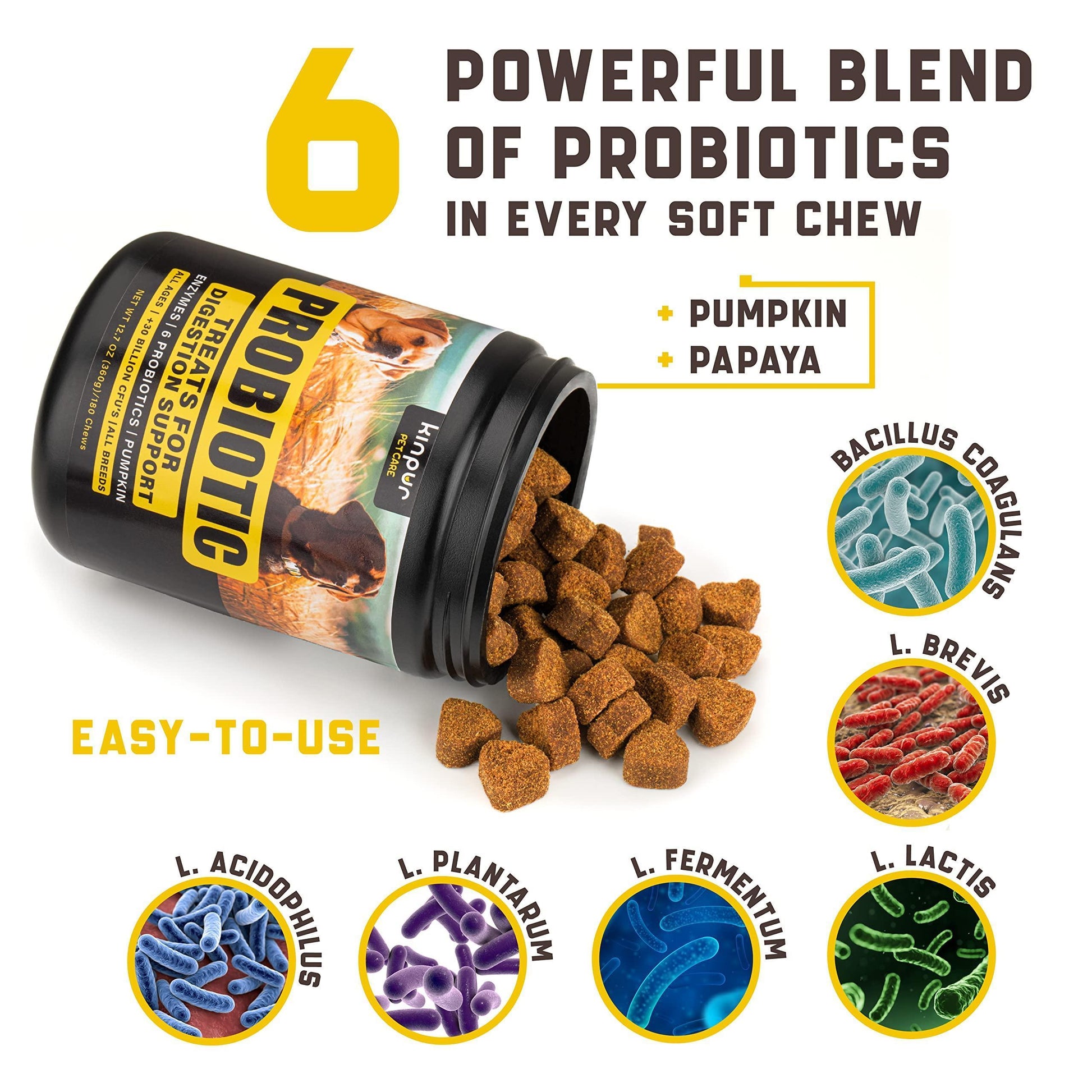 Kinpur Pet Care Probiotic Treats for Dogs 180 Chews For Pet With Love