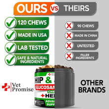 Load image into Gallery viewer, Vet Promise Glucosamine  Hemp Hip and Joint Support Supplement for Dogs 120 Chews
