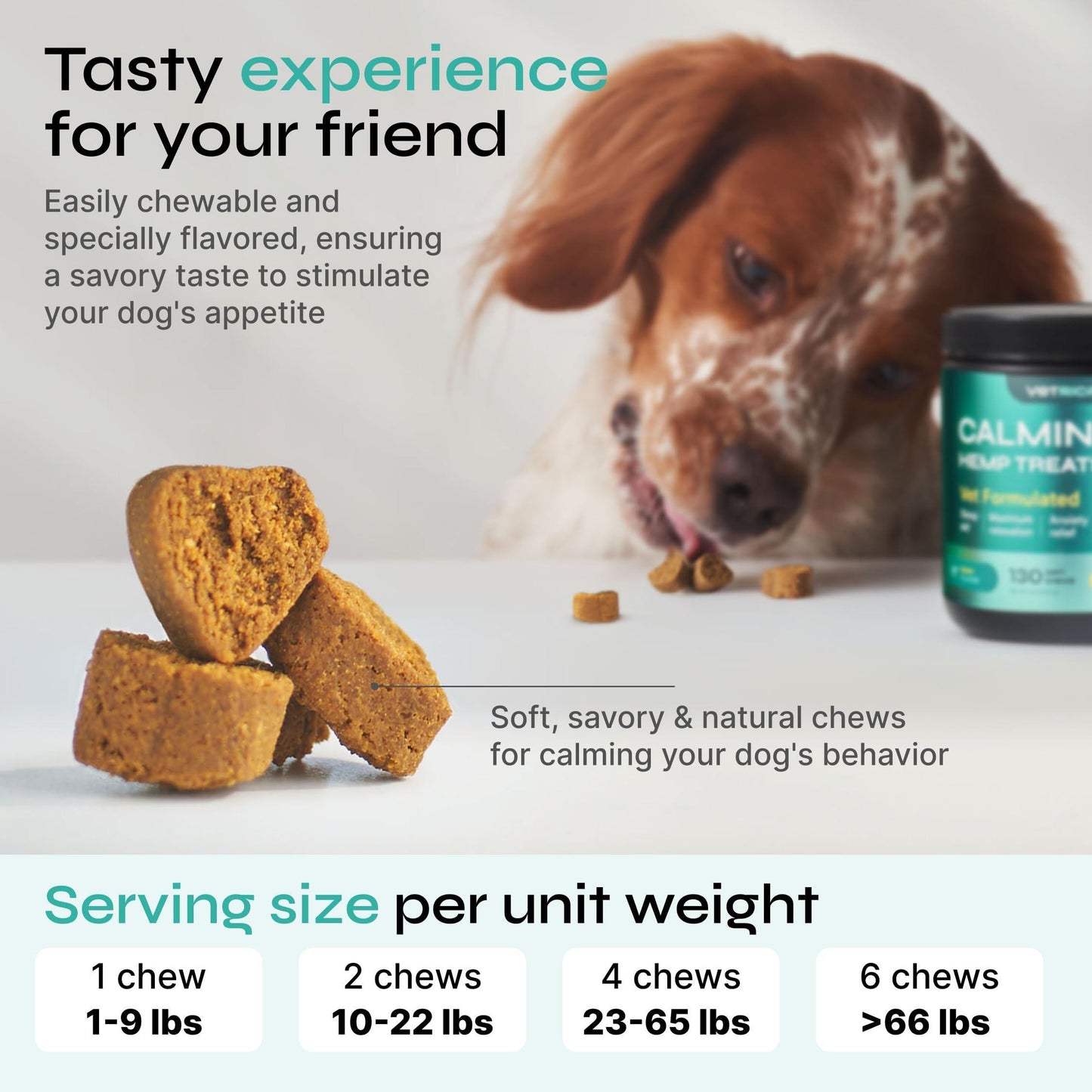 VETRICA Hemp Stress Separation Anxiety Relief Calming Chews for Dogs. 130 Chews. Duck Flavor For Pet With Love