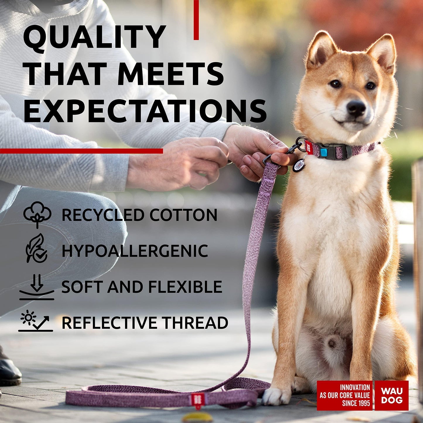WAUDOG Recycled Cotton Dog Leash 6 Ft   10 Ft Eco Friendly Collar for Small For Pet With Love