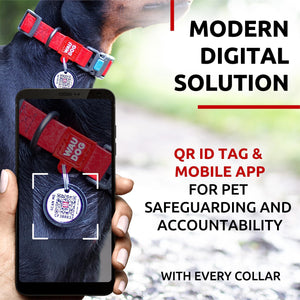 WAUDOG Adjustable Waterproof  Dog Collar with Plastic Buckle and QR Dog Tag RED SMALL