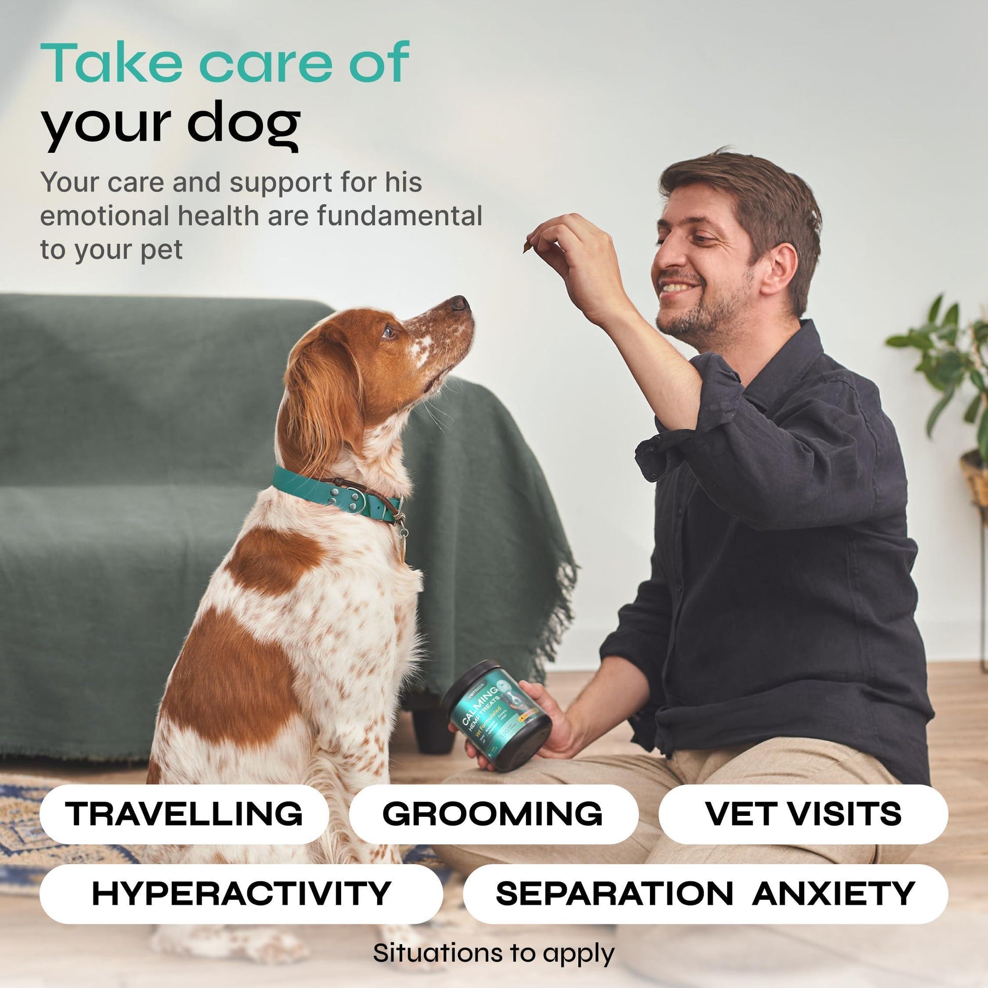VETRICA Hemp Stress Separation Anxiety Relief Calming Chews for Dogs. 130 Chews. Duck Flavor For Pet With Love
