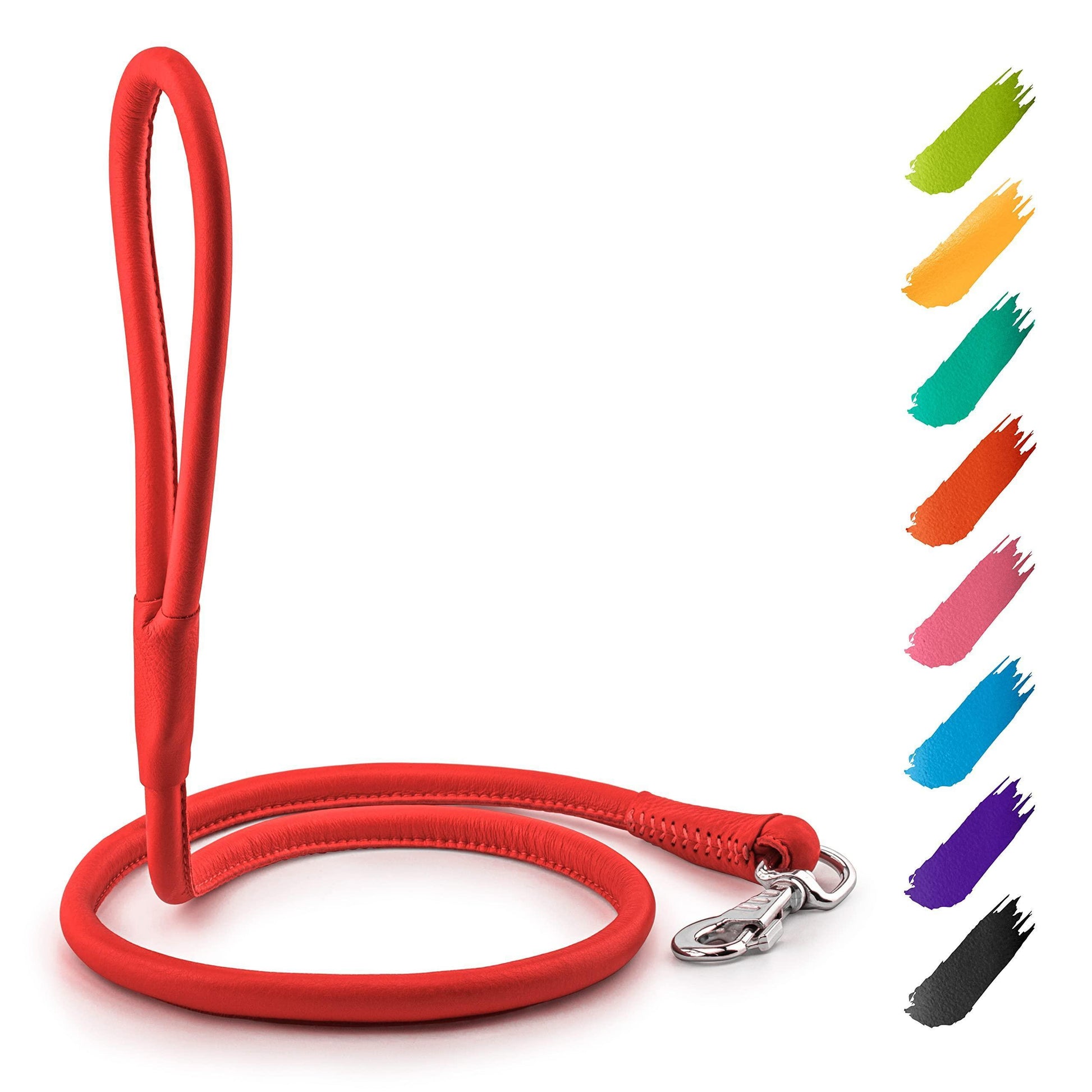 Rolled Leather Dog Leash 4Ft * 0.3 in for Small Medium and Large Dogs   Heavy For Pet With Love