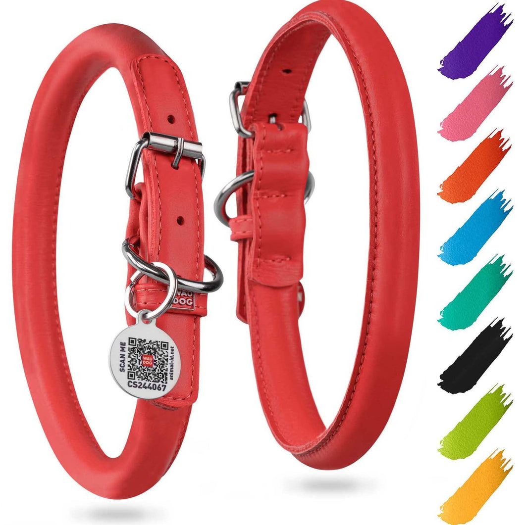 WAUDOG Ultra Soft Rolled Leather Dog Collar for Small Dogs   Soft Padded Dog