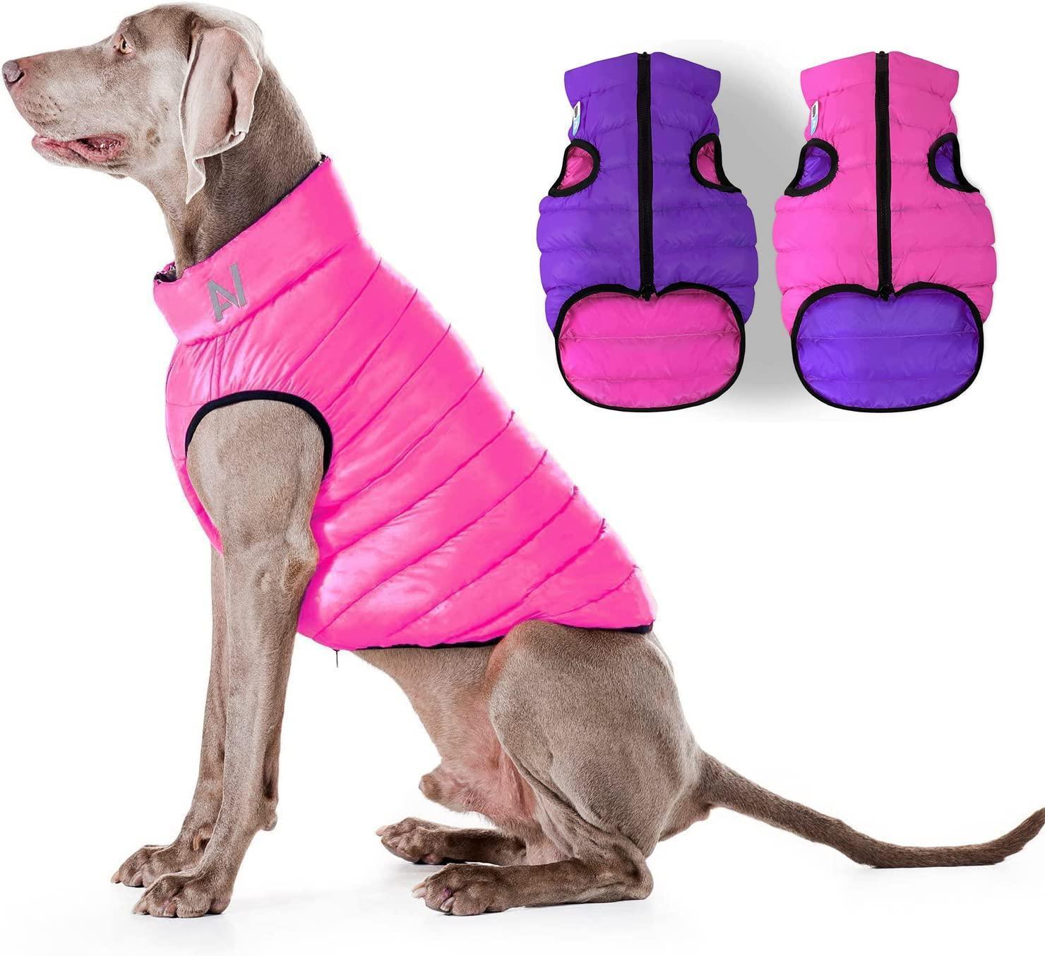 AiryVest Lightweight Reversible Winter Dog Jacket - XSMALL - Pink/Purple For Pet With Love