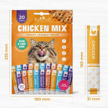 Load image into Gallery viewer, Beloved Pets Creamy Lickable Cat Treats &amp; Wet Squeeze Tubes. Skin &amp; Coat Care Multivitamin Treats for Cats – Chicken Mix Liquid Cat Snacks – 20 Sticks
