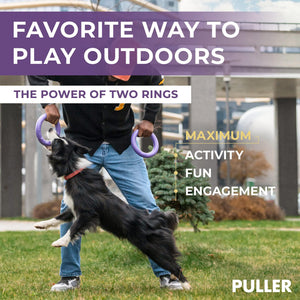 PULLER Midi Outdoor Dog Ring Toy - Fetch Toy and Tug-of-War Dog Toy for Medium Size Breeds - Set of 2