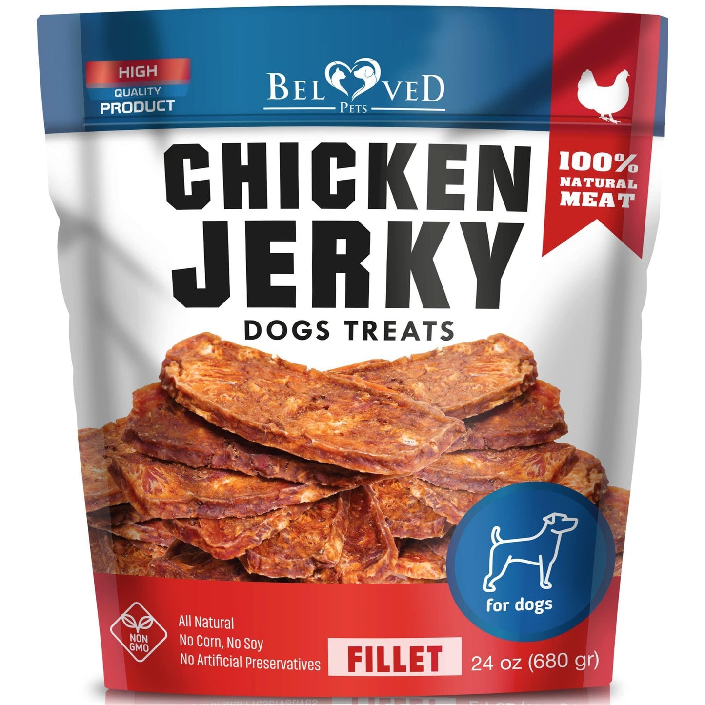 Beloved Pets All Natural High Protein Chicken Jerky Dog Treats 1.5 Lb For Pet With Love