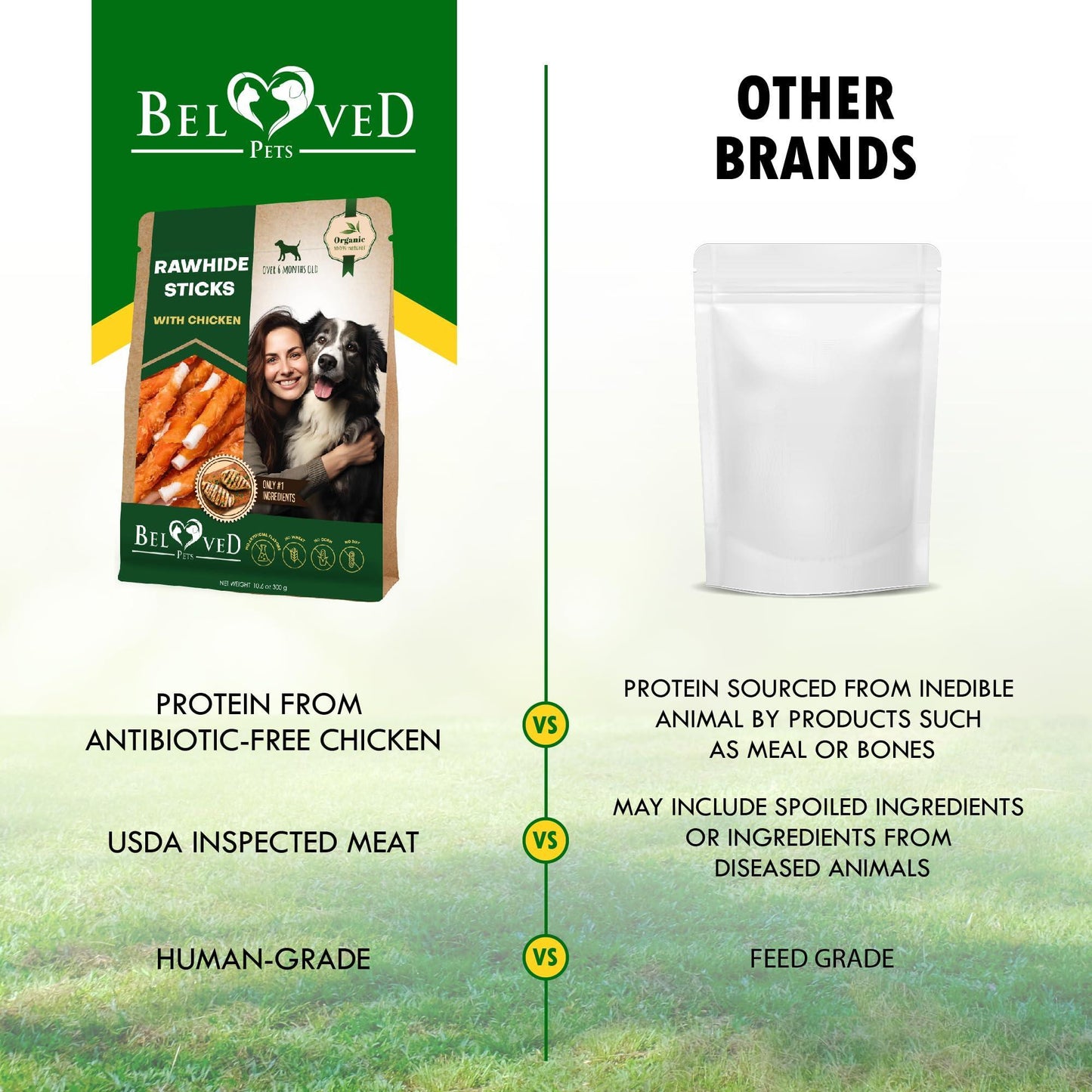 Beloved Pets Rawhide Sticks Wrapped with Chicken Natural Dog Treats 10.6 Oz For Pet With Love
