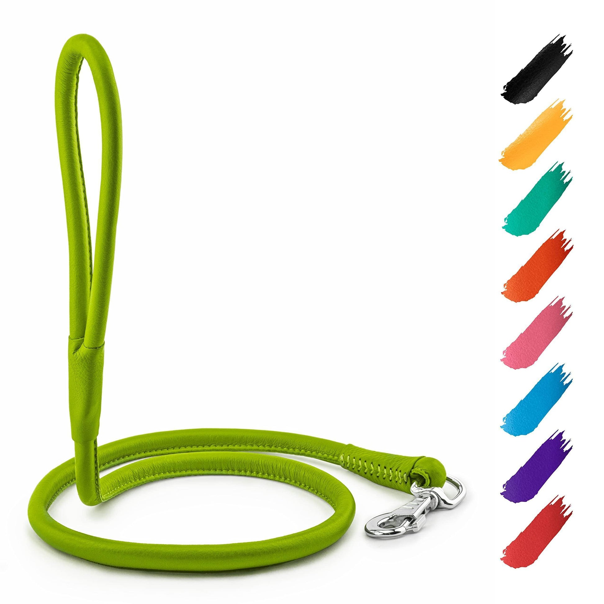 WAUDOG Rolled Leather Dog Leash 4Ft * 0.4 in for Small Medium and Large Dogs For Pet With Love