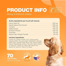 Load image into Gallery viewer, CHEWIA Dog Allergy Itch Relief Chews for Dogs. US Formulated Immune Health Seasonal Allergies &amp; Hot Spots Support Treats with Salmon Oil (70 Chews. Duck Flavor) For Pet With Love

