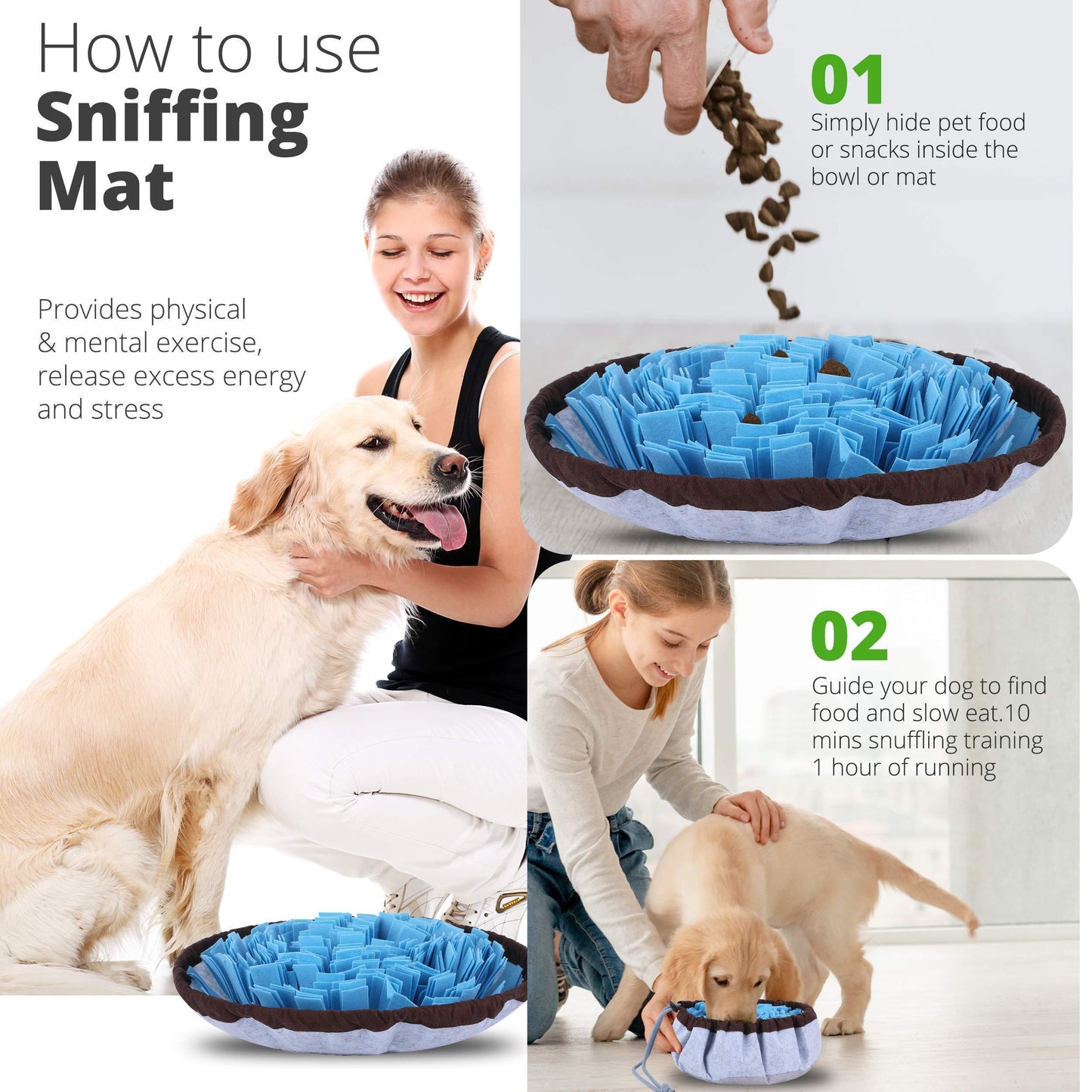 PET ARENA Adjustable Snuffle Foraging Mat Interactive Dog Mental Puzzle For Pet With Love