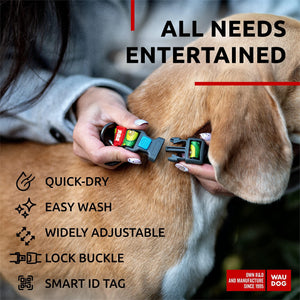WAUDOG Nylon Adjustable Dog Collar with Durable Plastic Buckle and QR Dog Tag AVOCADO LARGE